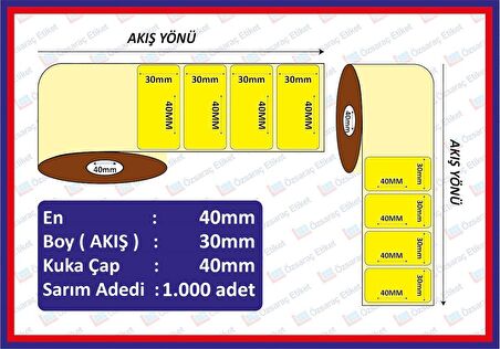 30X40 ECO TERMAL ETİKET SARI ( 1000 li )