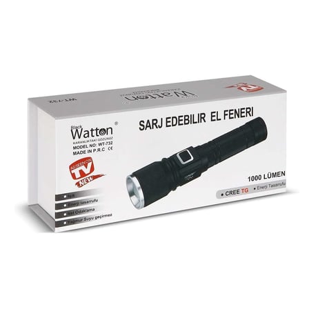 Cree Tg Led 1000 Lümen Göstergeli Fonksiyonel El Feneri Wt-732