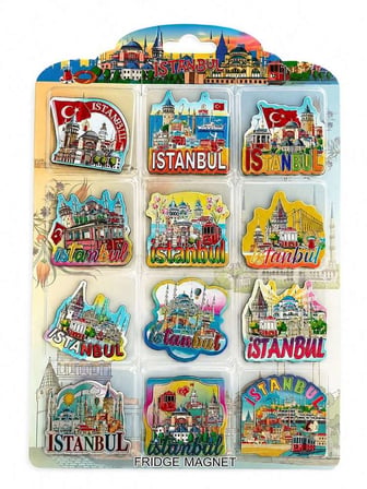 İstanbul Temalı Silikon Buzdolapı Süsü Magnet 12'li Set Alk5814