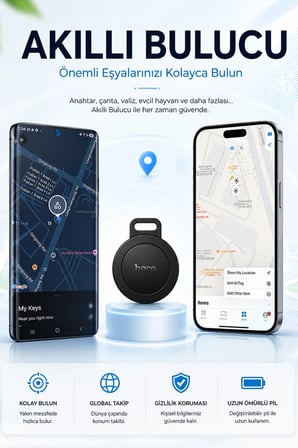 Takip Cihazı iPhone AirTag ve Android Uyumlu Mini Eşya Araç Motor Takip Cihazı Mini Bulucu