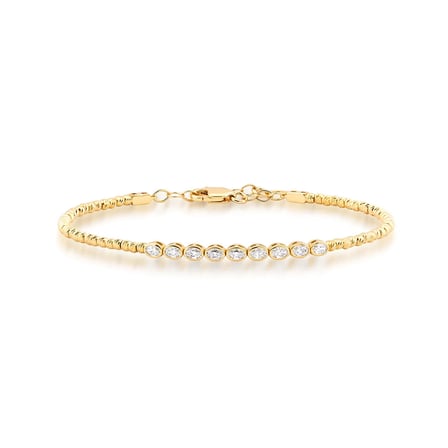 Oval Bezel Taşlı Altın Bileklik