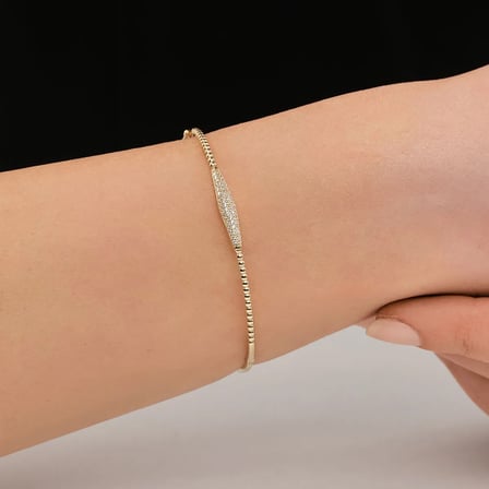 Minimal Taşlı Altın Kelepçe Bilezik