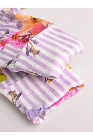 %100 Pamuklu Pembe Çiçek Desenli 4'lü Tulum Set