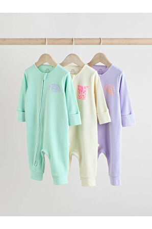 Next Baby %100 Pamuklu Pastel 3'lü Tulum Set
