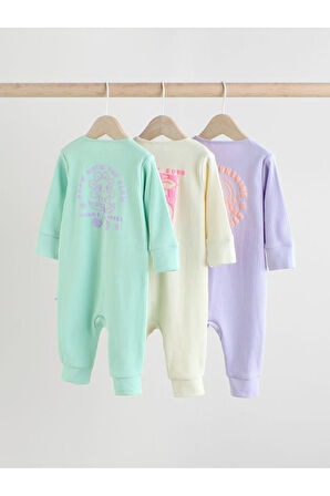 Next Baby %100 Pamuklu Pastel 3'lü Tulum Set