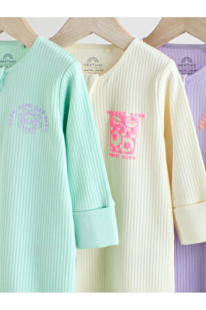 Next Baby %100 Pamuklu Pastel 3'lü Tulum Set