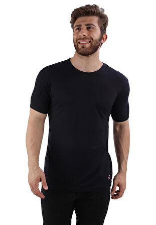 ALEXANDERGARDI BİSİKLET YAKA SLİM FİT T-SHIRT, LACİVERT (E19-P5AG09)