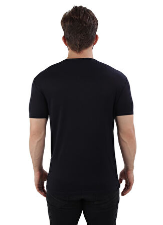 ALEXANDERGARDI BİSİKLET YAKA SLİM FİT T-SHIRT, LACİVERT (E19-P5AG09)