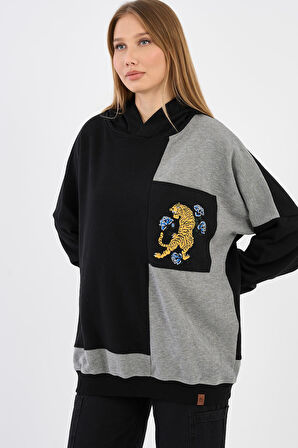 ALEXANDERGARDI OVERSİZE RENK BLOKLU KAPÜŞONLU SWEATSHIRT (E20-152703)