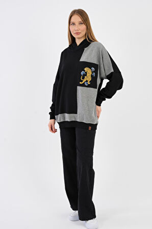 ALEXANDERGARDI OVERSİZE RENK BLOKLU KAPÜŞONLU SWEATSHIRT (E20-152703)