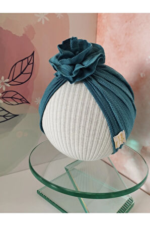 Gül Bone Bere - Mavi - Organik & El Yapımı