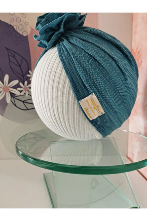 Gül Bone Bere - Mavi - Organik & El Yapımı