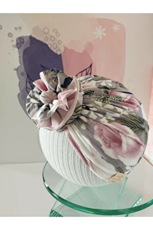 Çiçek Bone - Gri - Organik & El Yapımı