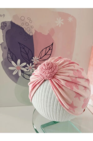 Çiçek Bone - Pembe - Organik & El Yapımı