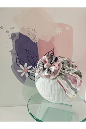 Çiçek Bone - Gri - Organik & El Yapımı