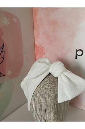 Örgü Fiyonk Saç Bandı - Beyaz - Organik & El Yapımı
