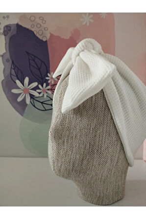 Örgü Fiyonk Saç Bandı - Beyaz - Organik & El Yapımı