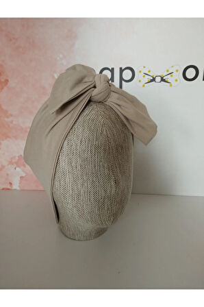 Örgü Fiyonk Saç Bandı - Camel - Organik & El Yapımı