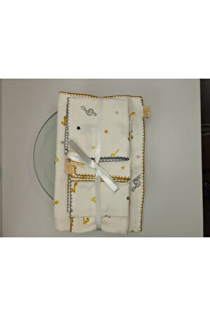 5'li Bebek Ağız Bezi Seti - Beyaz - Organik & El Yapımı