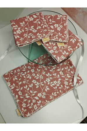 4'lü Ağız Bezi Seti - Kiremit - Organik & El Yapımı