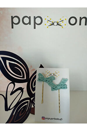 Örgü Fiyonk Tel Toka - Mavi - Organik & El Yapımı