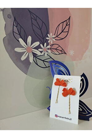 Örgü Fiyonk Tel Toka - Turuncu - Organik & El Yapımı