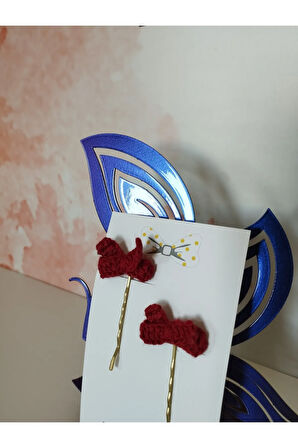 Örgü Fiyonk Tel Toka - Bordo - Organik & El Yapımı