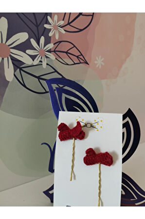 Örgü Fiyonk Tel Toka - Bordo - Organik & El Yapımı