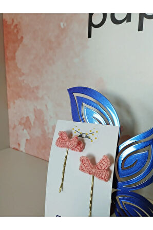 Örgü Fiyonk Tel Toka - Pembe - Organik & El Yapımı