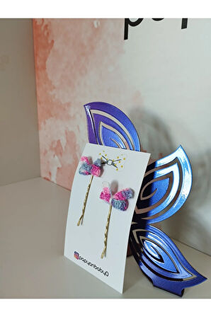 Örgü Fiyonk Tel Toka - Pembe - Organik & El Yapımı