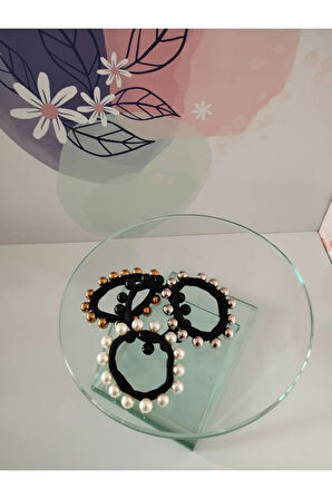 4'lü Set Boncuklu Toka - Siyah - Organik & El Yapımı