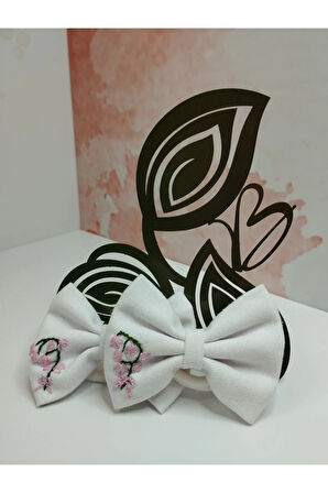 2'li Set Fiyonk Toka - Beyaz - Organik & El Yapımı