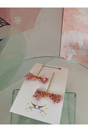 Örgü Fiyonk Toka - Pembe - Organik & El Yapımı