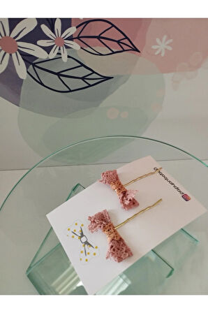 Örgü Fiyonk Toka - Pembe - Organik & El Yapımı