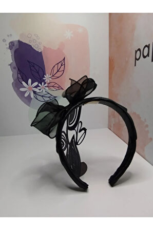 Tül Fiyonk Taç - Siyah - Organik & El Yapımı