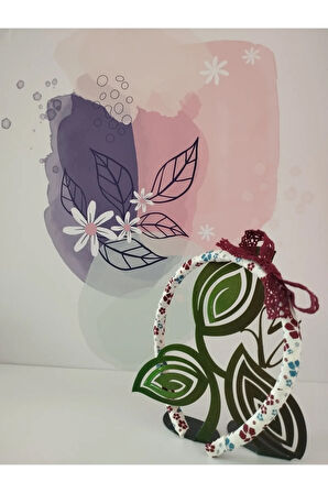 Örgü Fiyonk Taç - Bordo - Organik & El Yapımı