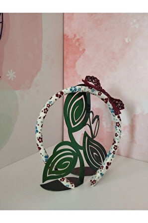 Örgü Fiyonk Taç - Bordo - Organik & El Yapımı