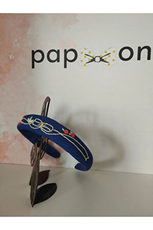 Fiyonk Motifli Taç - Lacivert - Organik & El Yapımı