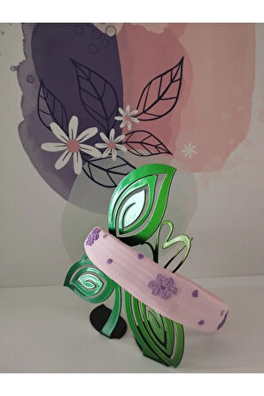 Çiçek Motifli Taç - Pembe - Organik & El Yapımı