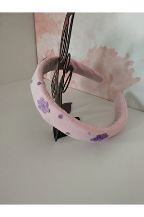 Çiçek Motifli Taç - Pembe - Organik & El Yapımı