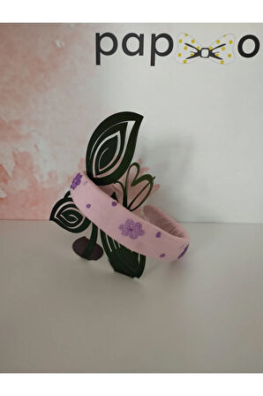 Çiçek Motifli Taç - Pembe - Organik & El Yapımı