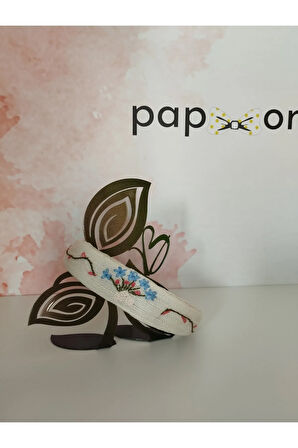 Çiçek Motifli Taç - Krem - Organik & El Yapımı