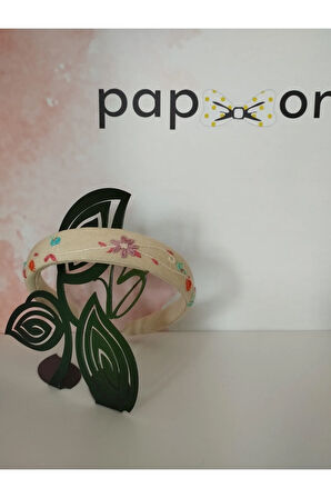 Çiçek Motifli Taç - Camel - Organik & El Yapımı