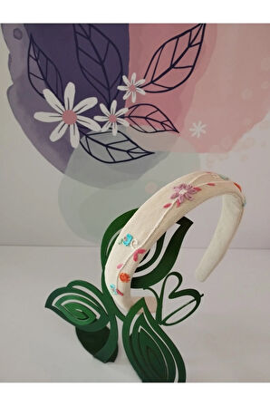 Çiçek Motifli Taç - Camel - Organik & El Yapımı