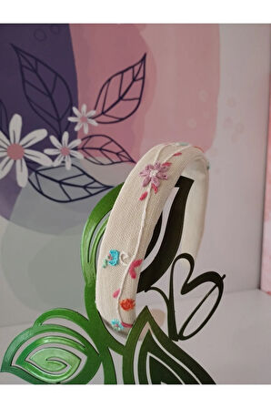 Çiçek Motifli Taç - Camel - Organik & El Yapımı