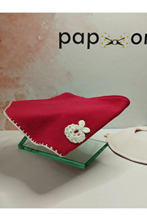 2'li Çilek Motifli Mama Önlüğü - Kırmızı - Organik & El Yapımı