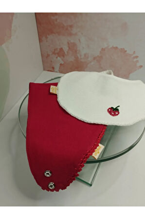 3'lü Set Mama Önlüğü & Çilek Motifli Saç Bandı - Çok Renkli - Organik & El Yapımı