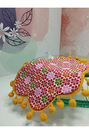 Mama Önlüğü Ponponlu - Çok Renkli - Organik & El Yapımı