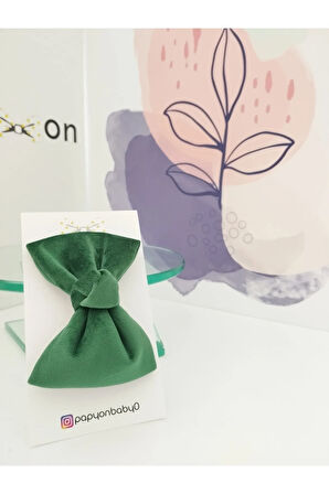 Kadife Fiyonk Toka - Yeşil - Organik & El Yapımı