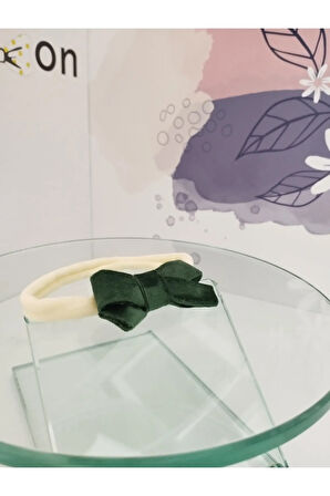 Kadife Fiyonk Toka - Yeşil - Organik & El Yapımı